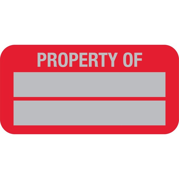Lustre-Cal Property ID Label PROPERTY OF5 Alum Dark Red 1.50in x 0.75in 2 Blank No Pads, 100PK 253769Ma2Rd0000 - main